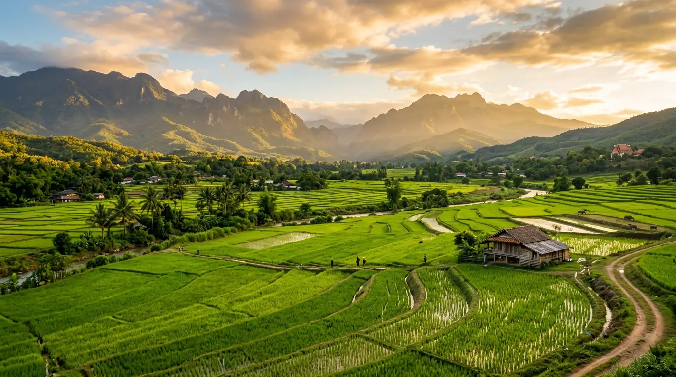 Lush rice fields in the Doi Saket valley