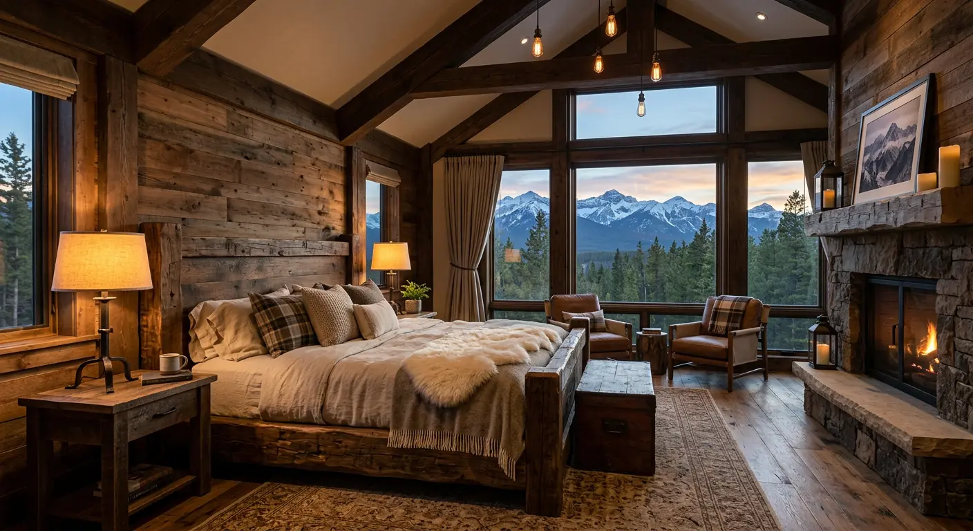 Lake Tahoe Lodge bedroom at Village Green Retreat, Doi Saket