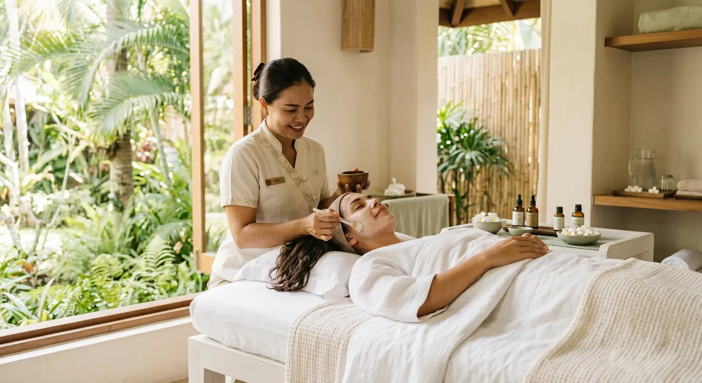 Facial skincare treatment at a spa